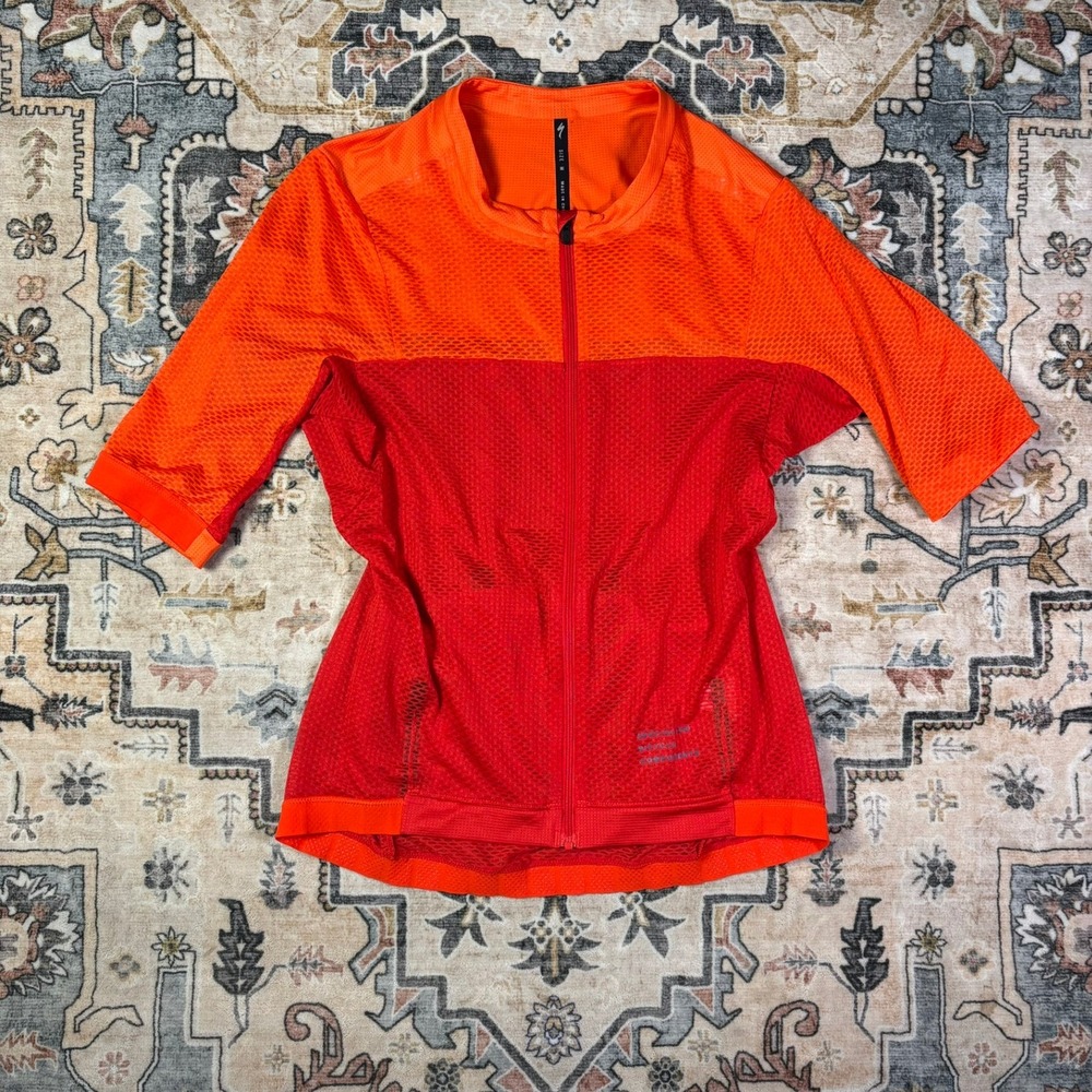 Specialized SL Air Cycling Jersey Mens Medium Orange Red Mesh Full Zip Road Bike